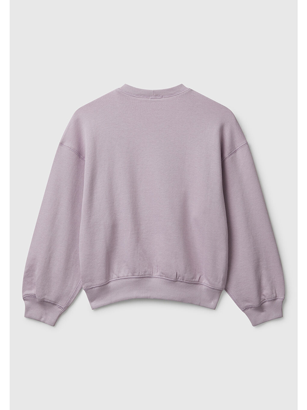 Kız Çocuk Lila Önü Payetli Baskılı Ribanalı Relaxed Fit Sweatshirt-1