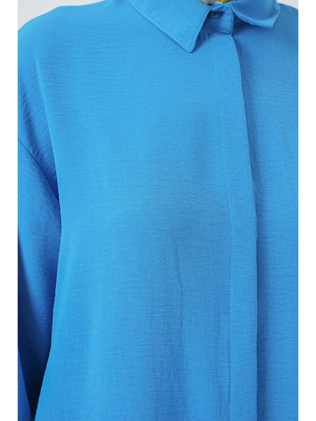 Kadın Uzun Gömlek Tunik 5945 - Mavi-4