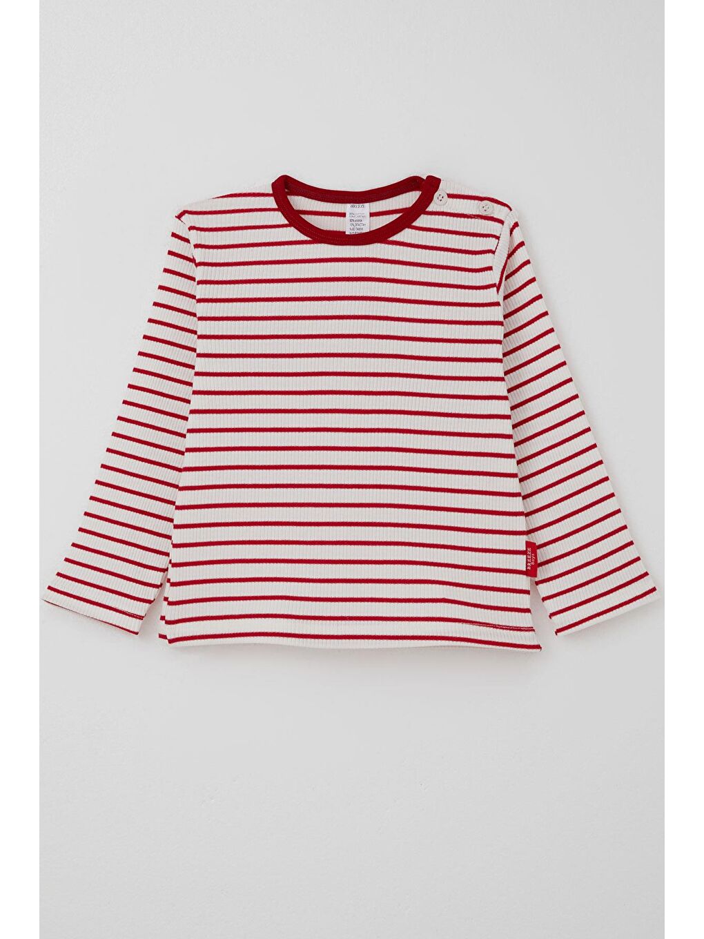 Kız Bebek Uzun Kollu Tişört Patlı Çizgili Beyaz (9 Ay-3 Yaş)