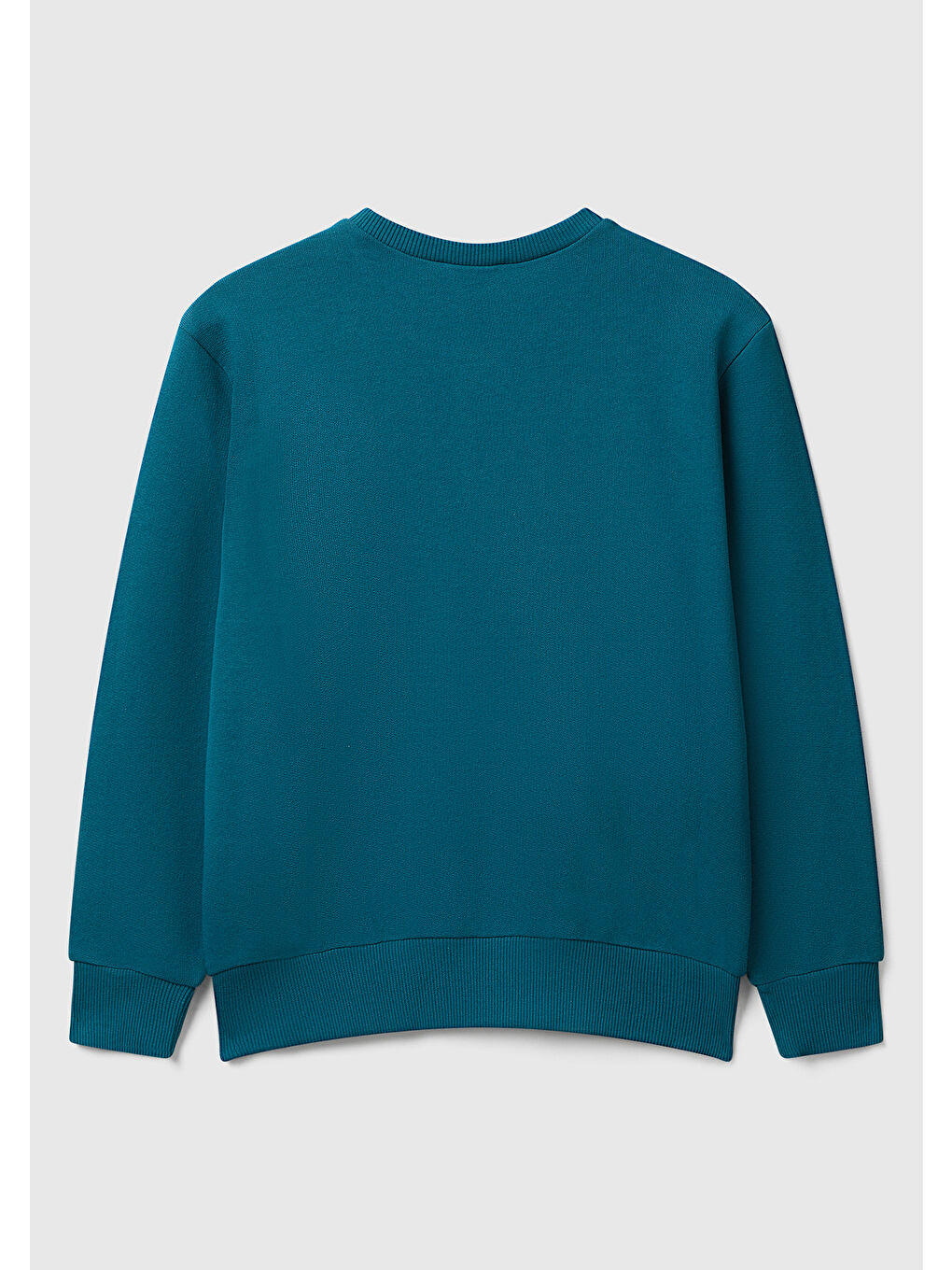 Erkek Çocuk Petrol Mavisi Önü Logo Baskılı Bisiklet Yaka Regular Fit Sweatshirt-1