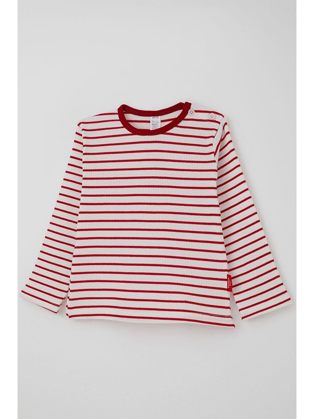 Kız Bebek Uzun Kollu Tişört Patlı Çizgili Beyaz (9 Ay-3 Yaş)-2