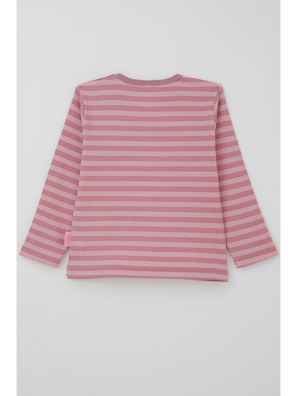Pembe Kız Bebek Uzun Kollu Tişört Patlı Çizgili Gülkurusu (9 Ay-3 Yaş)-1