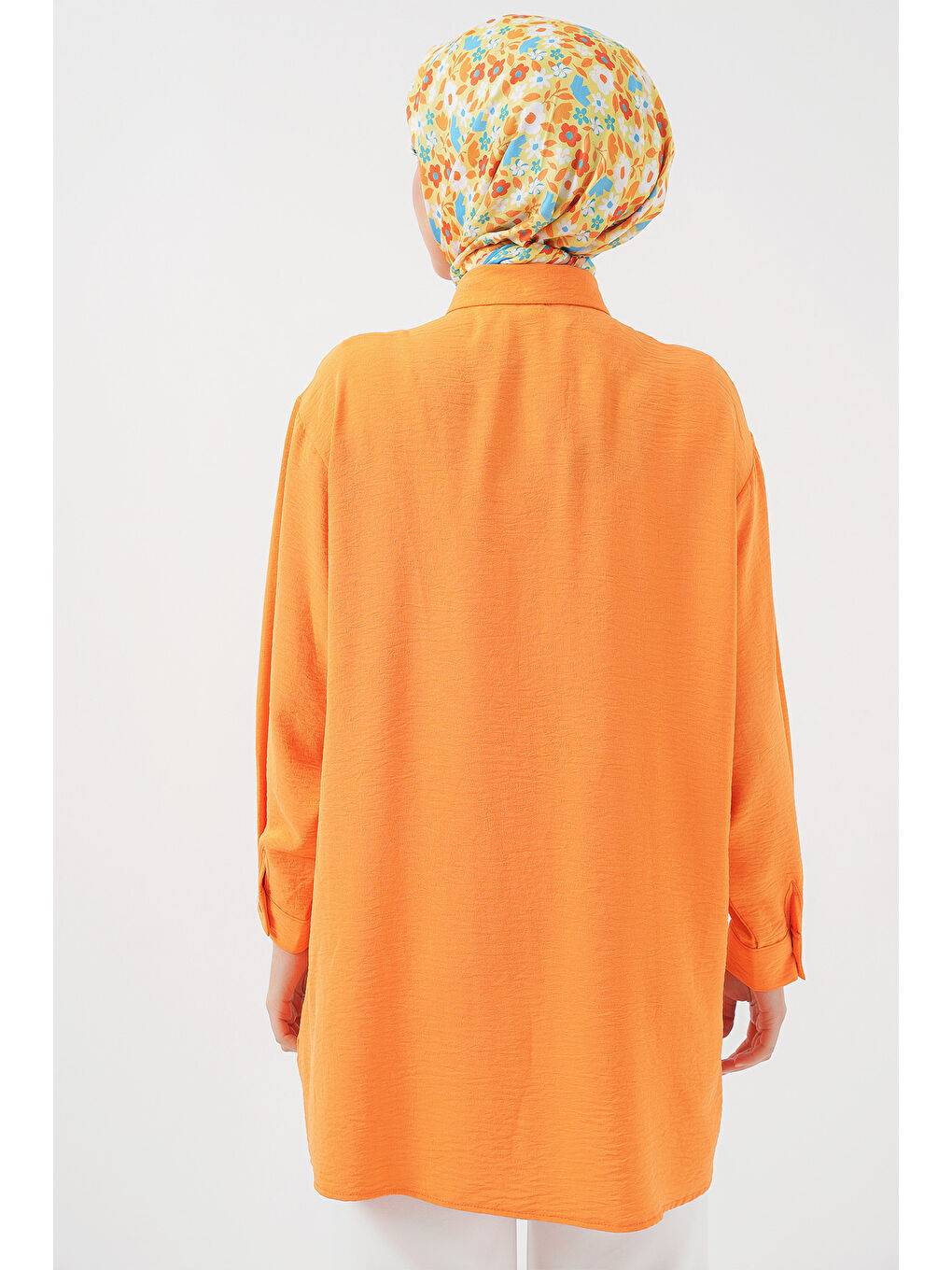 Kadın Uzun Gömlek Tunik 5945 - Turuncu-5