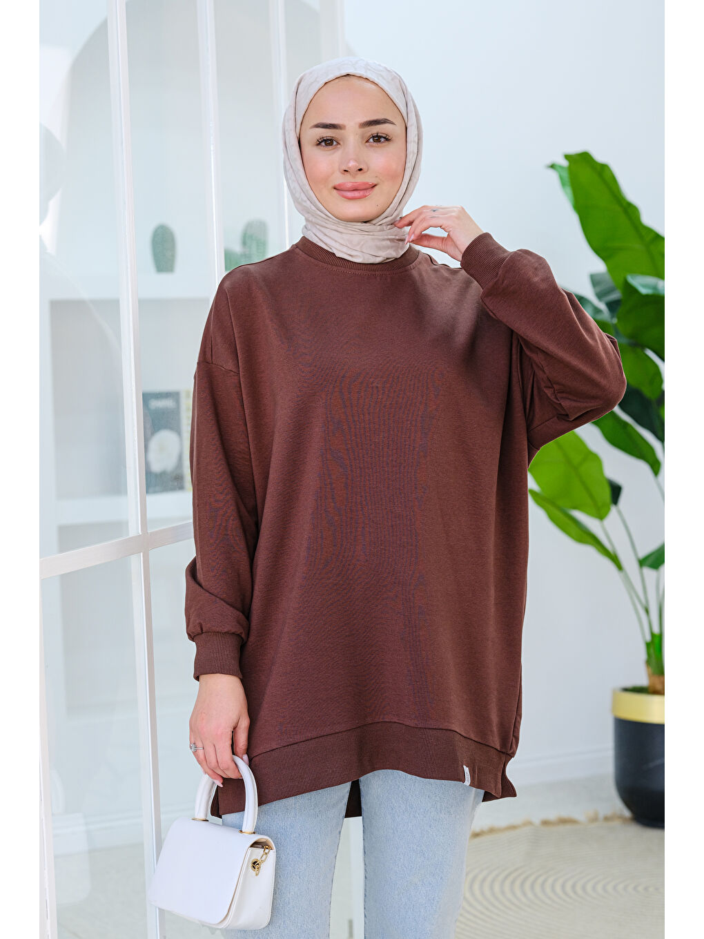 Locco Moda Kahverengi Arma Detay Oversize Tunik Kahverengi - 1