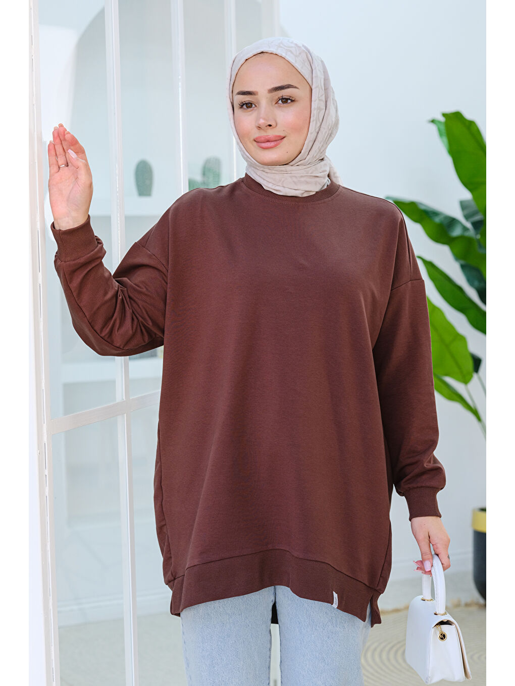 Locco Moda Kahverengi Arma Detay Oversize Tunik Kahverengi - 2