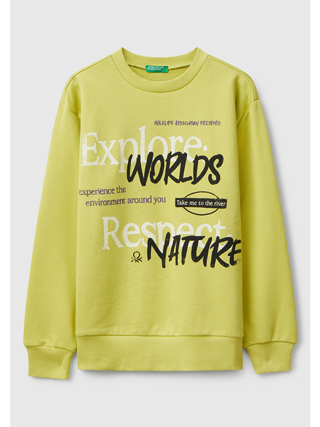 Sarı Erkek Çocuk Hardal Baskı Detaylı Bisiklet Yaka Relaxed Fit Sweatshirt