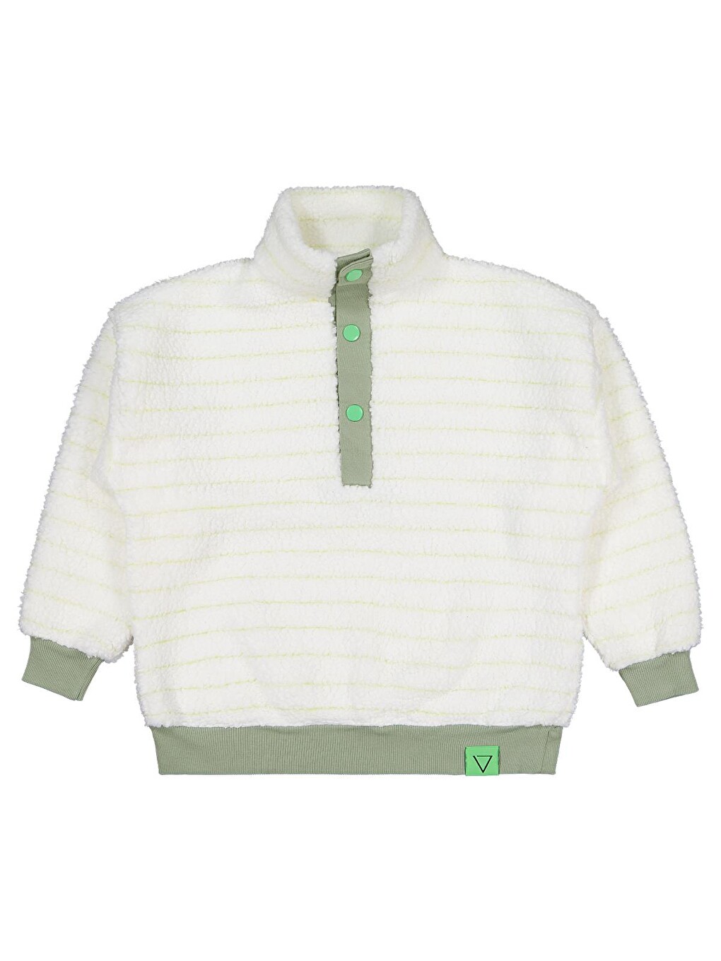 Boys Yakası Patlı Çizgili 6-9 Yaş Sweatshirt - Yeşil