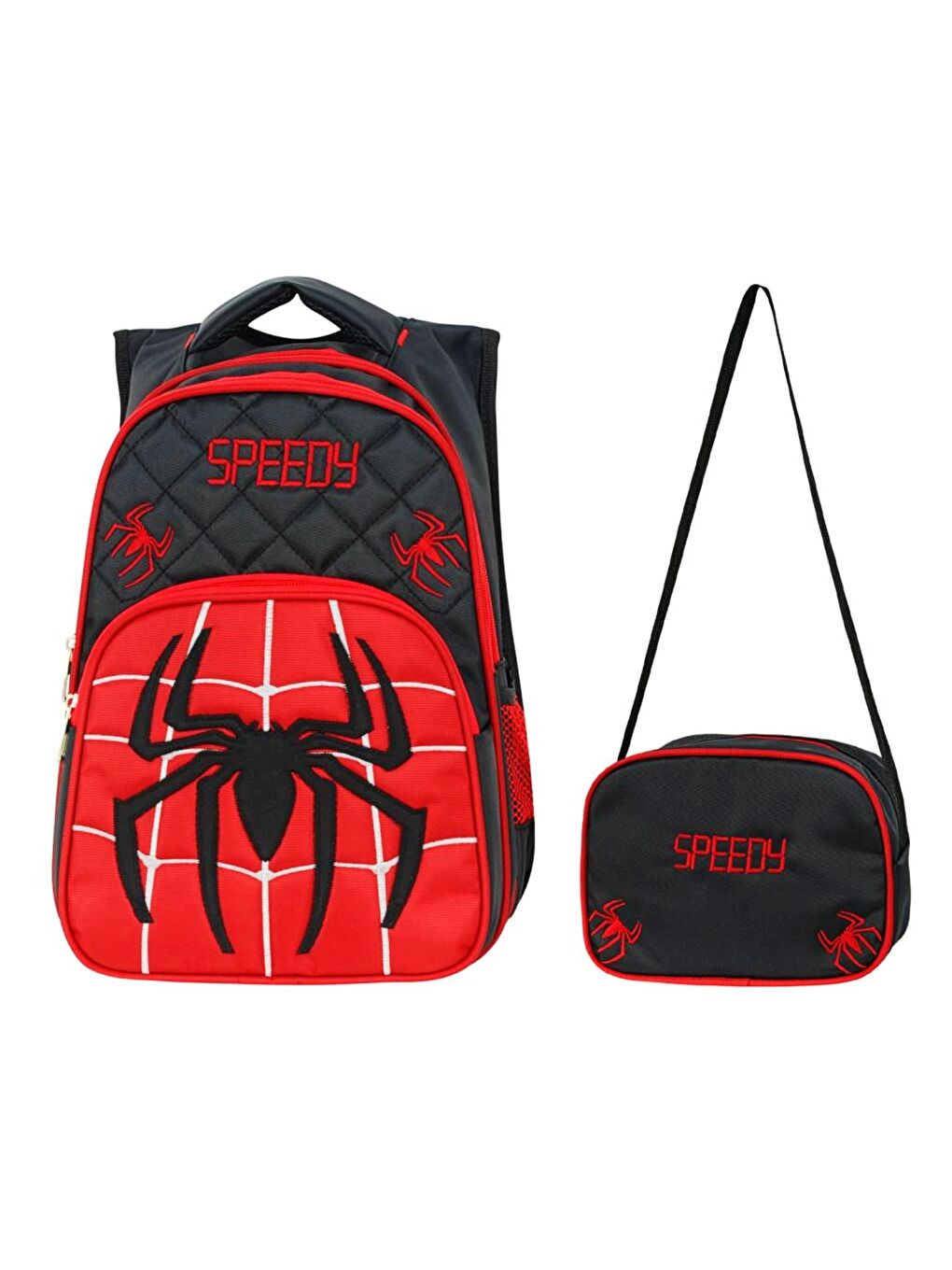 3 Bölmeli İlkokul Çantası ve Beslenme Çantası Speedy Kırmızı-Siyah 2018-1