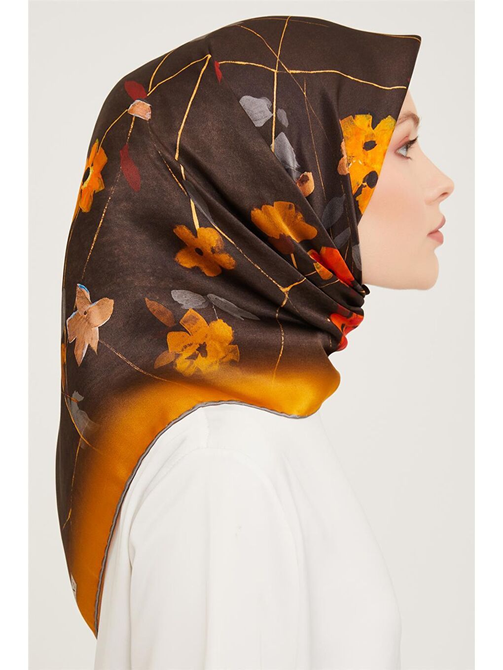 Kahverengi Sura İpek Eşarp 23Ka9048 53-1