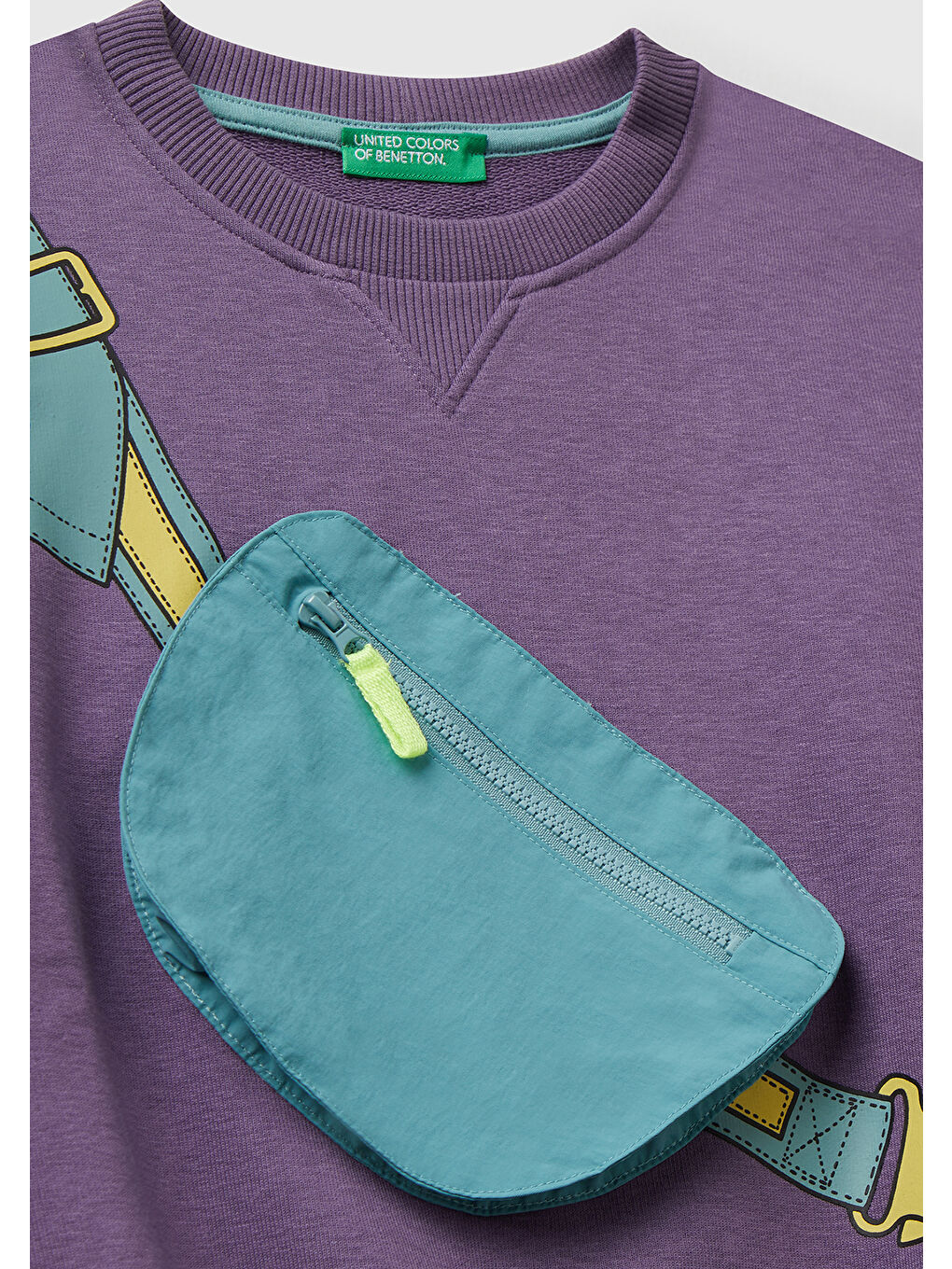 Erkek Çocuk Mor Önü İllüzyon Efektli Bisiklet Yaka Relaxed Fit Sweatshirt-2