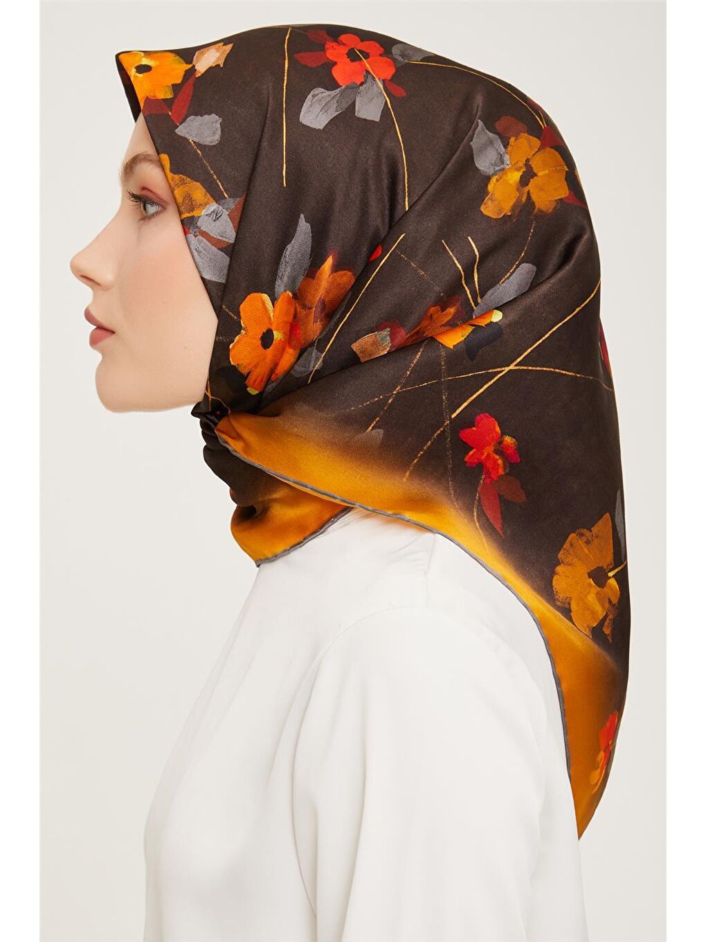 Kahverengi Sura İpek Eşarp 23Ka9048 53-2