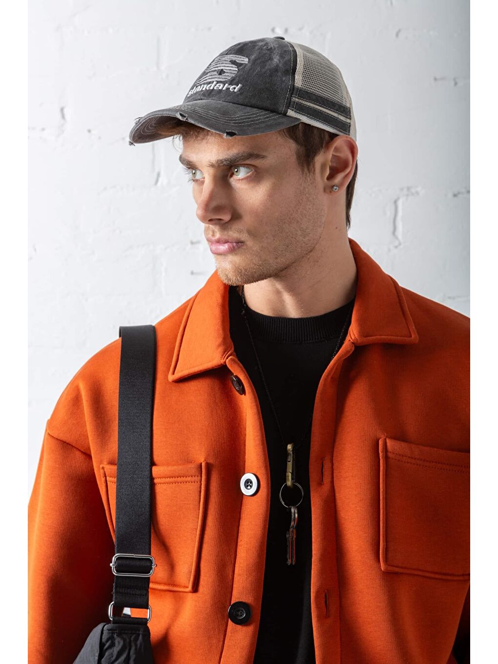 Kahverengi Erkek Oversize Basic Rahat Ceket Kiremit-2