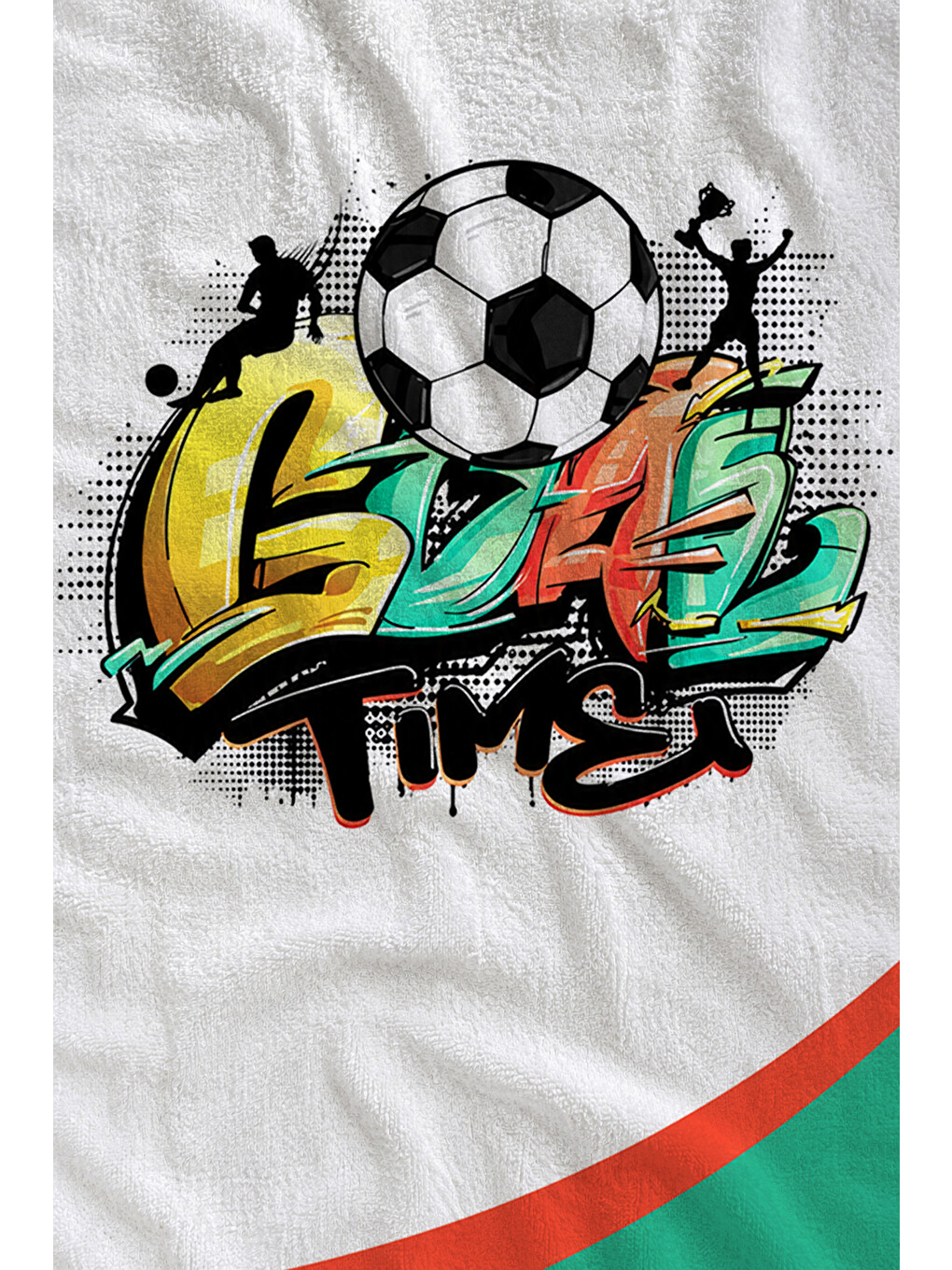 Gri Sportif Futbol Topu Graffiti Desenli 70x150 Plaj Havlusu - Dijital Baskılı Solmaz Banyo Havlusu-2