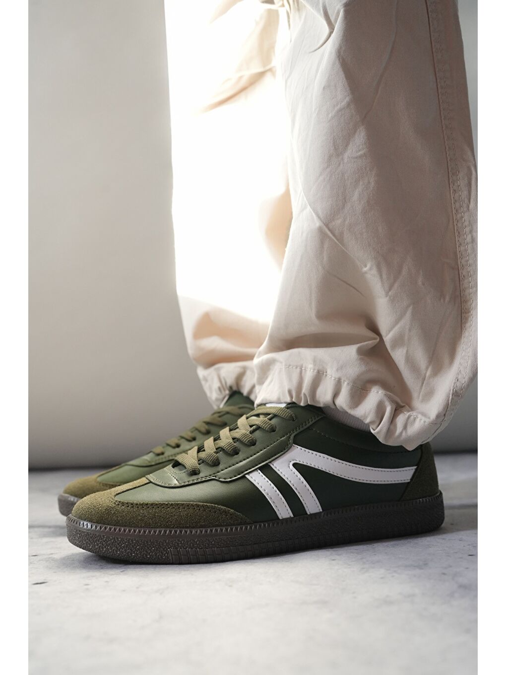 Haki GARCİA Unisex Ortopedik Günlük Bağcıklı Yürüyüş Koşu Sneaker Spor Ayakkabı-1