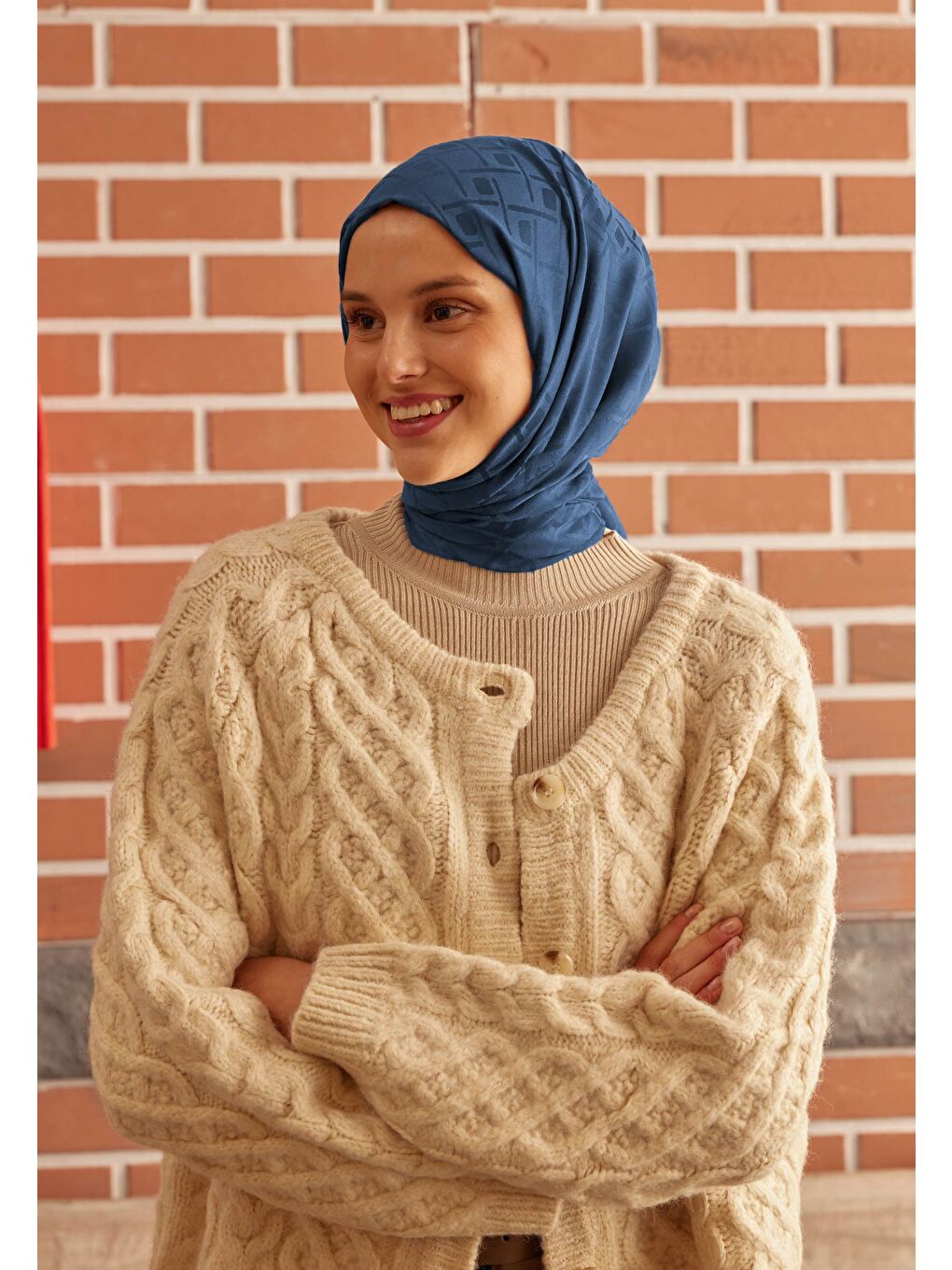 Porto Jakarlı Şal Mavi