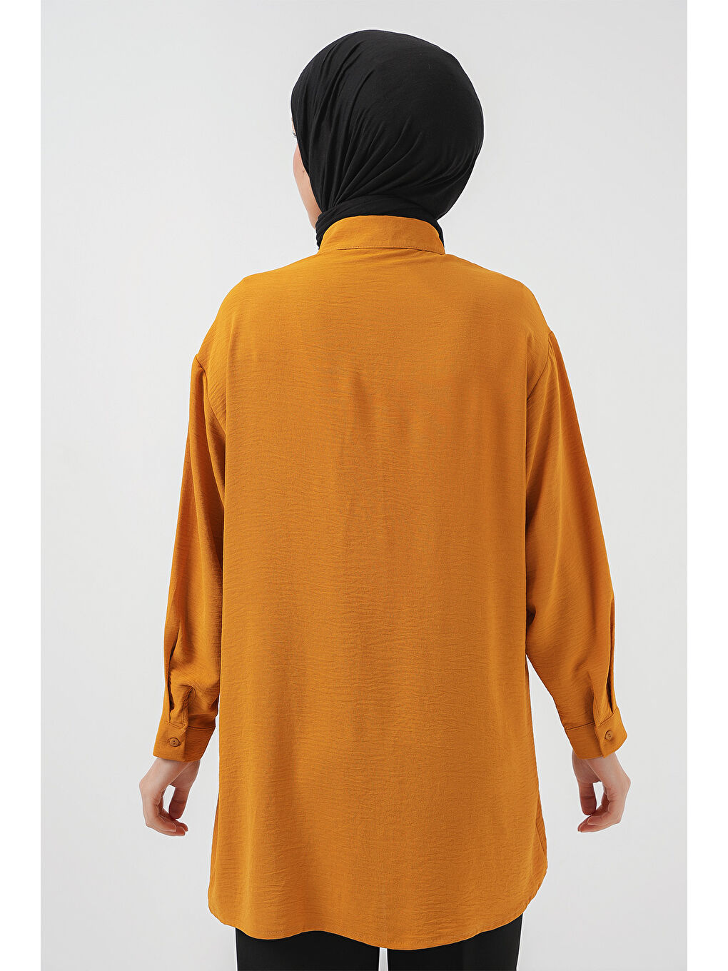 Sarı Kadın Uzun Gömlek Tunik 5945 - Hardal-5