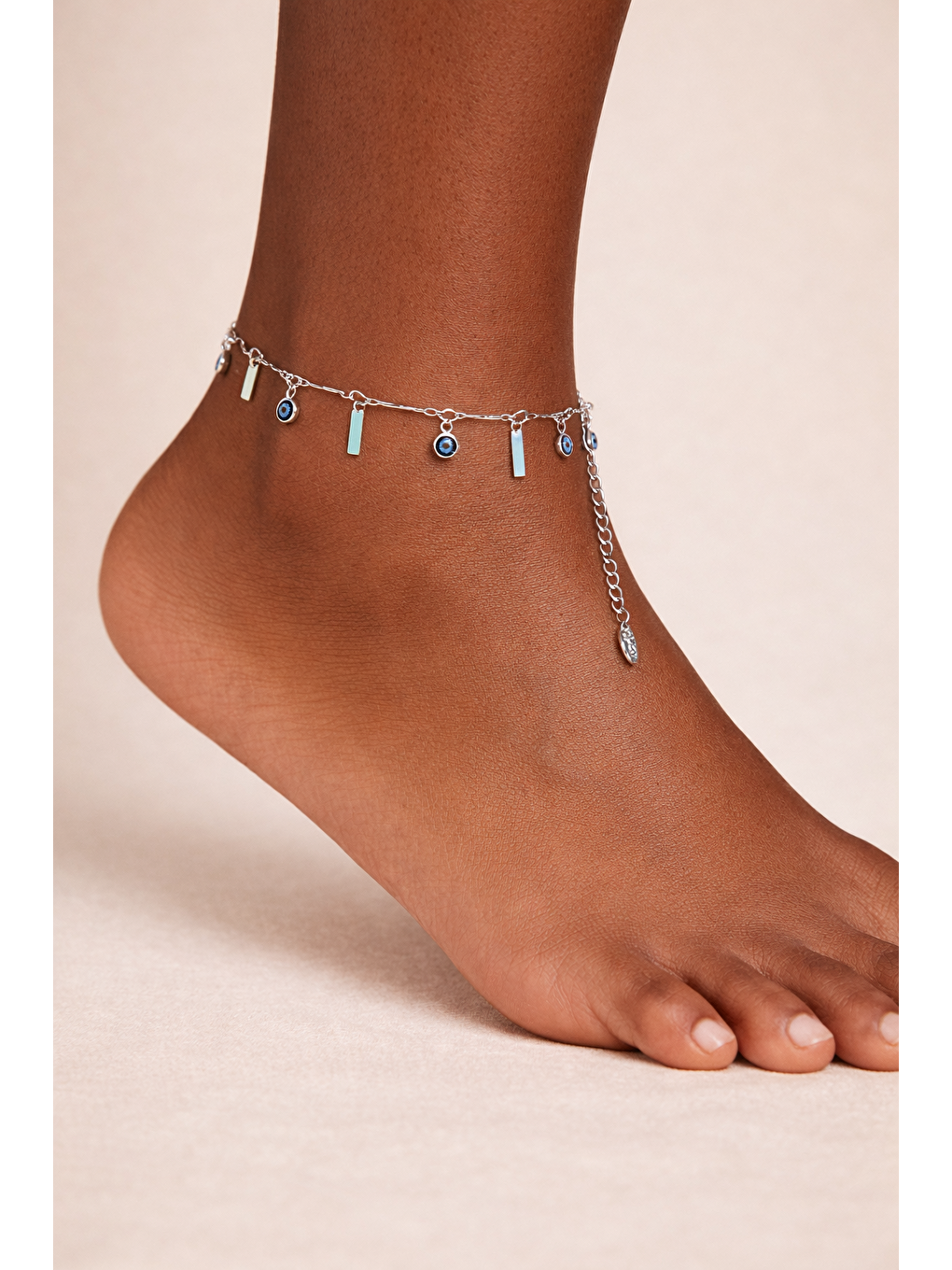 Gri Nazar Boncuklu Halhal Gümüş