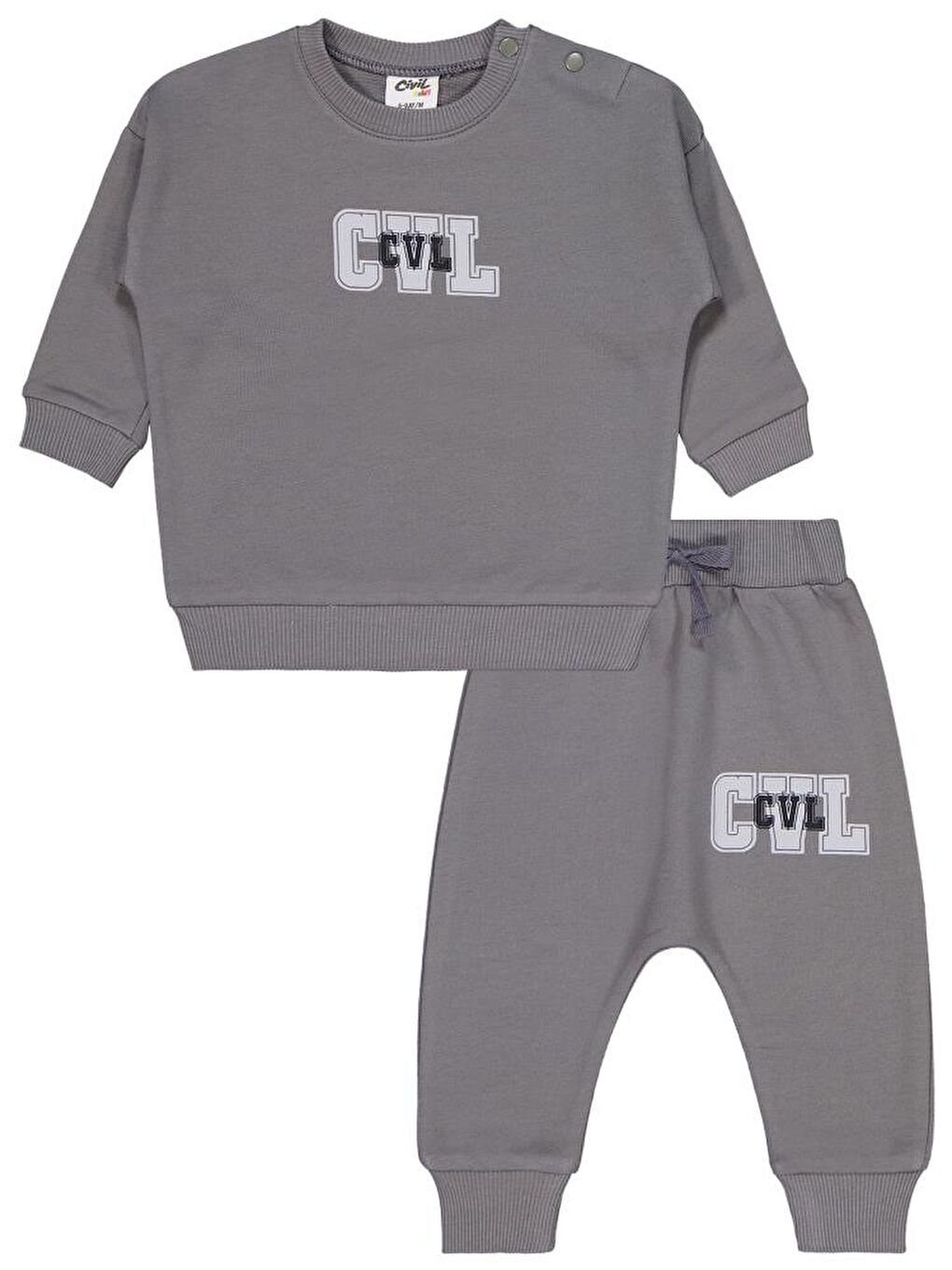 Baby CVL Baskılı 6-18 Ay Takım - Gri 6-9 Ay-2