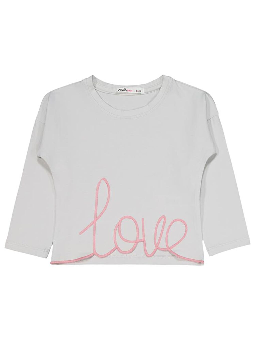Gri Girls Love Nakışlı 2-5 Yaş Takım-1