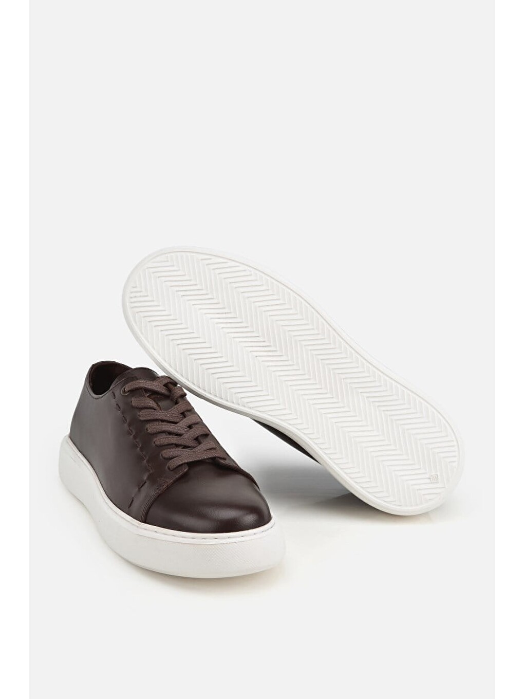 Erkek Kahverengi Bağcıklı Kalın Tabanlı Günlük Sneaker-5