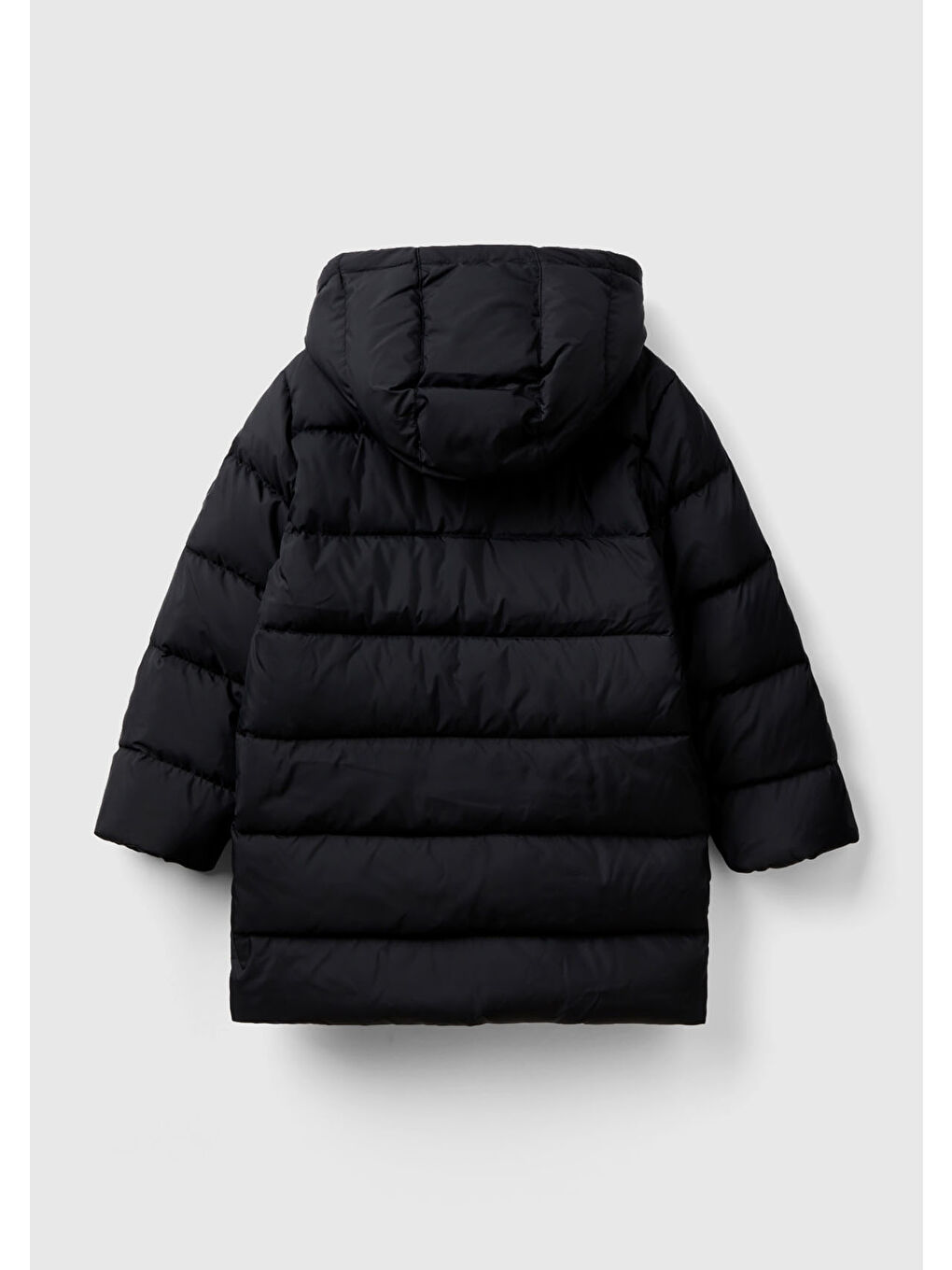 Erkek Çocuk Siyah Logo İşlemeli Kaztüyü Uzun Mont-1