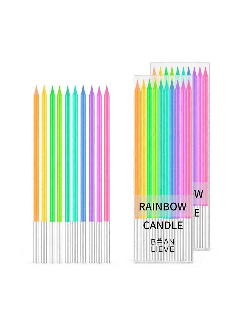 Karışık Çok Renkli Renklerinde 10'lu Çubuk Mum