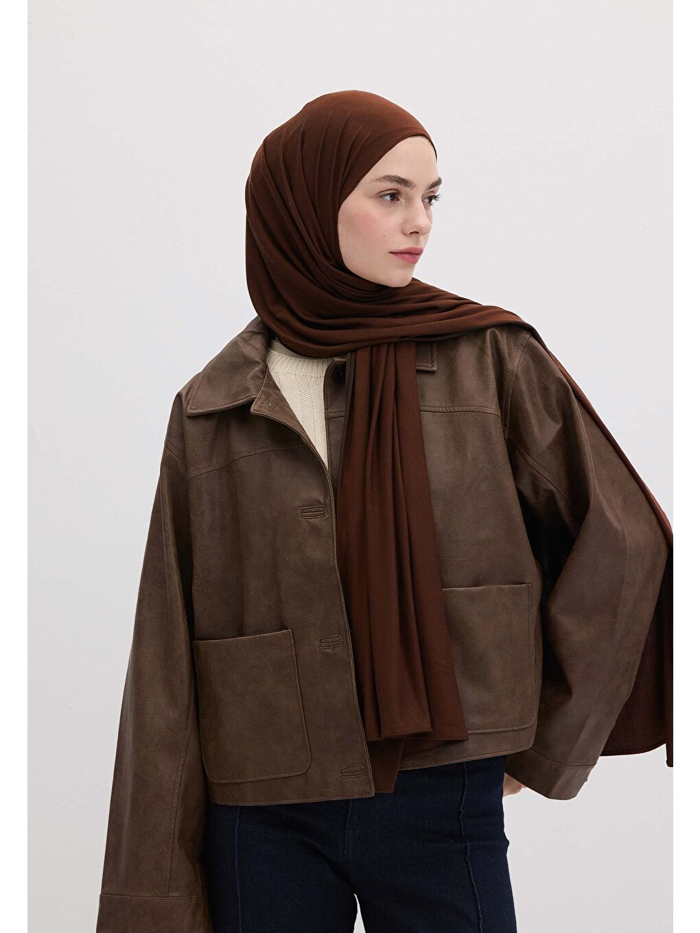 Kahverengi Bambu Penye Şal Kızıl Kahve-1