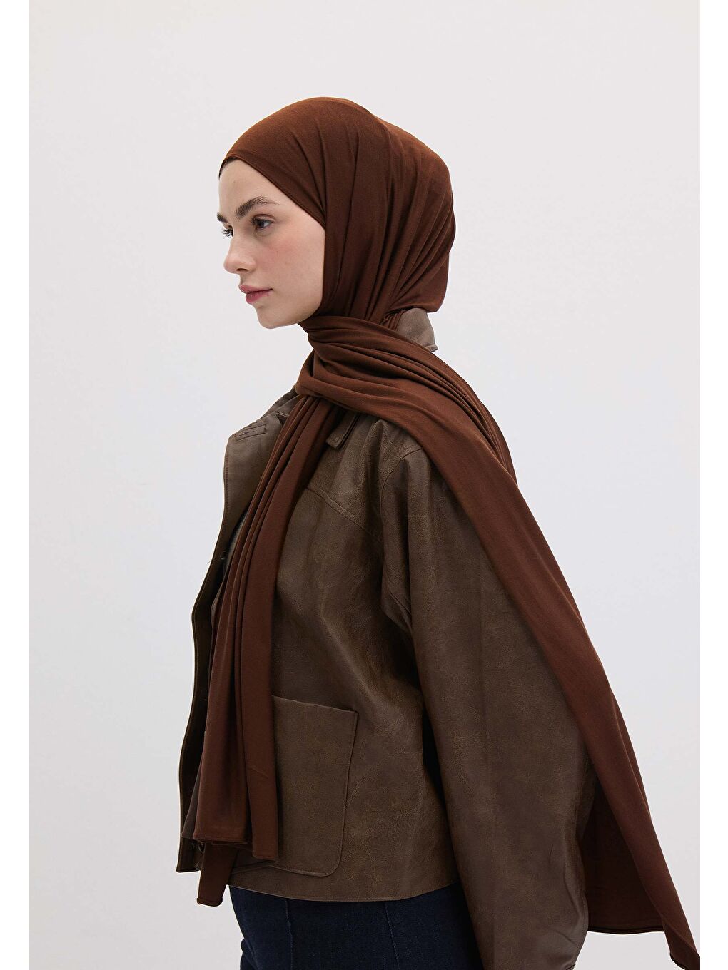 Kahverengi Bambu Penye Şal Kızıl Kahve-2
