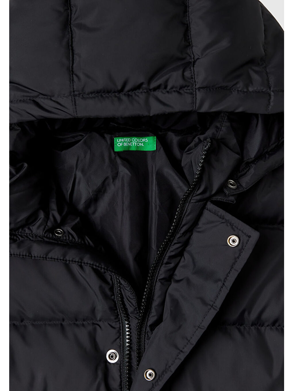 Erkek Çocuk Siyah Logo İşlemeli Kaztüyü Uzun Mont-2