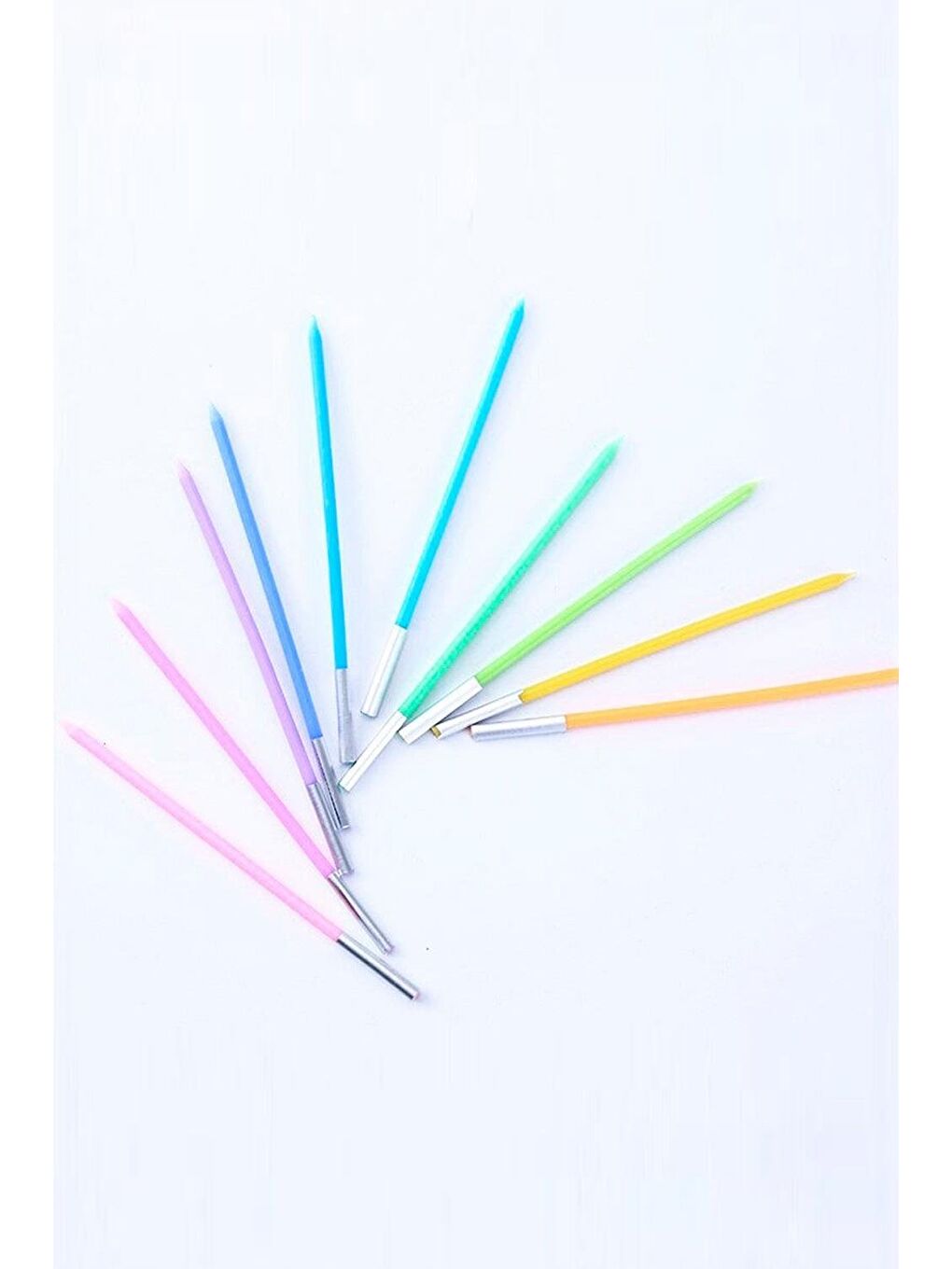 Karışık Çok Renkli Renklerinde 10'lu Çubuk Mum-1