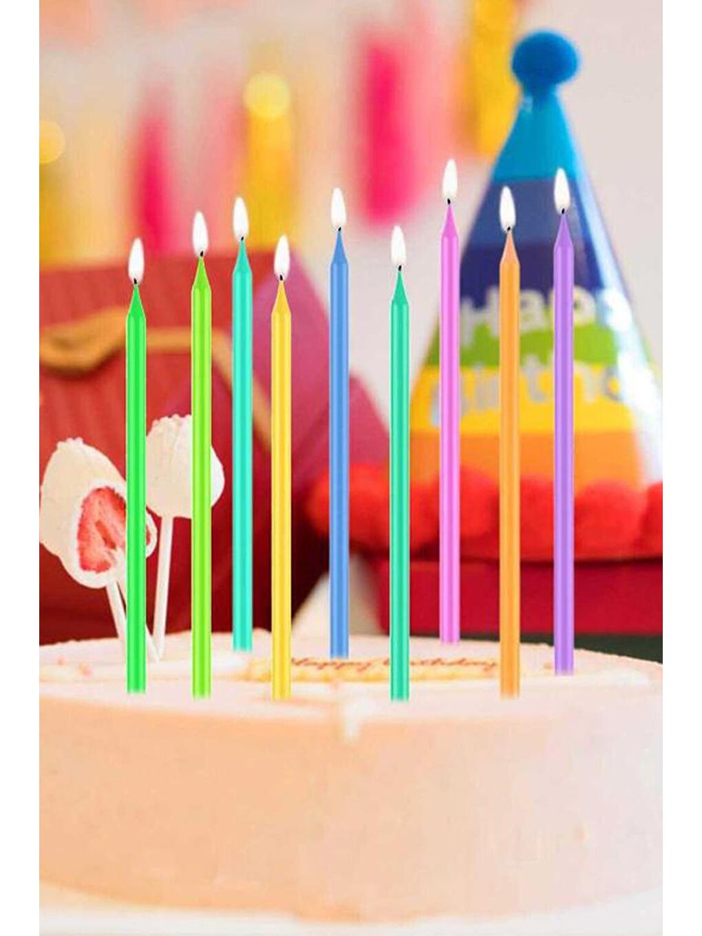 Karışık Çok Renkli Renklerinde 10'lu Çubuk Mum-2
