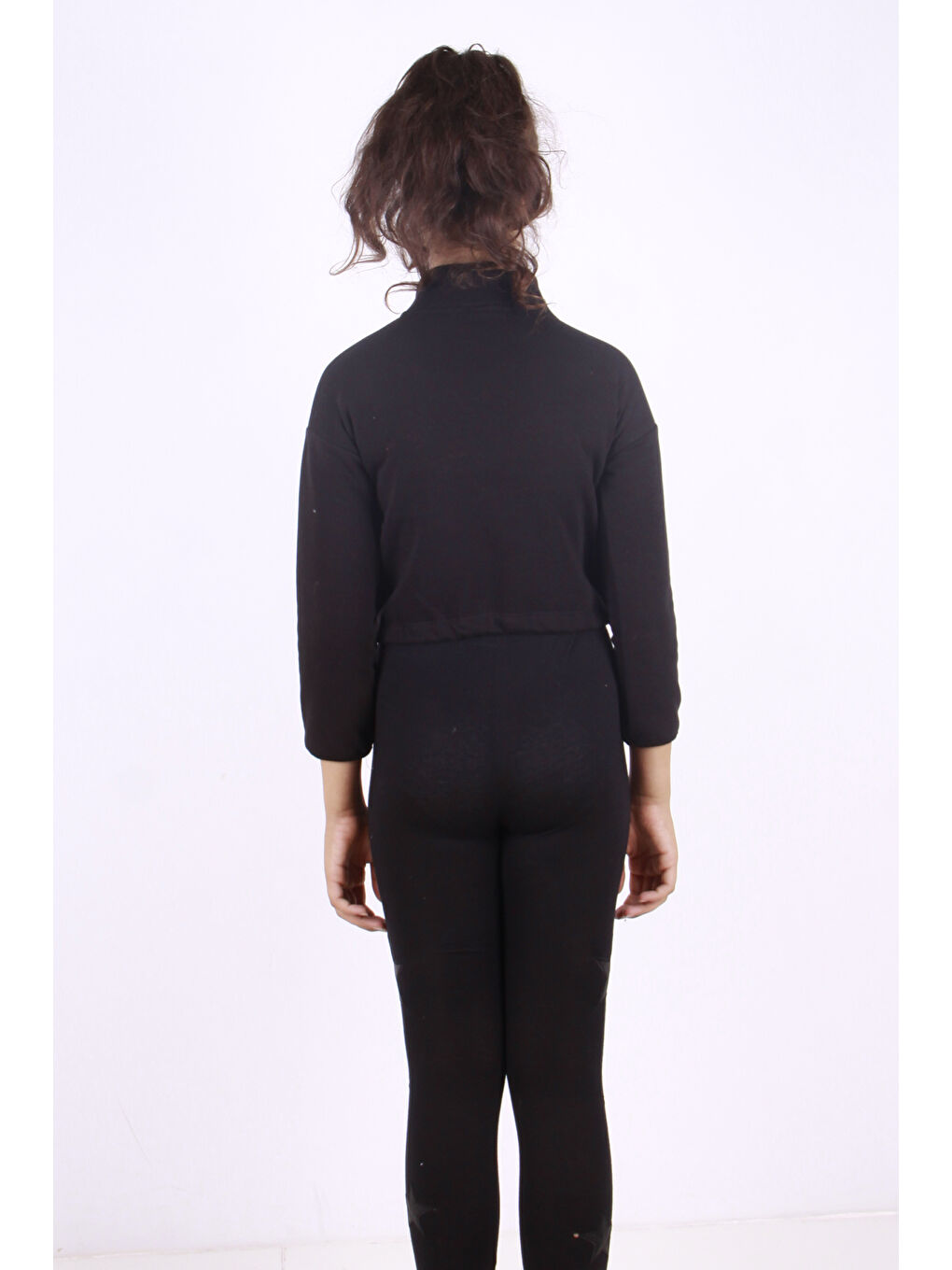 Siyah Kız Çocuk Fermuarlı Sweatshirt-2