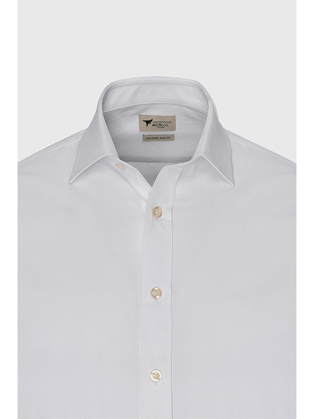 Erkek Beyaz Pamuklu Dar Kesim Klasik Yaka Armürlü Gömlek-6