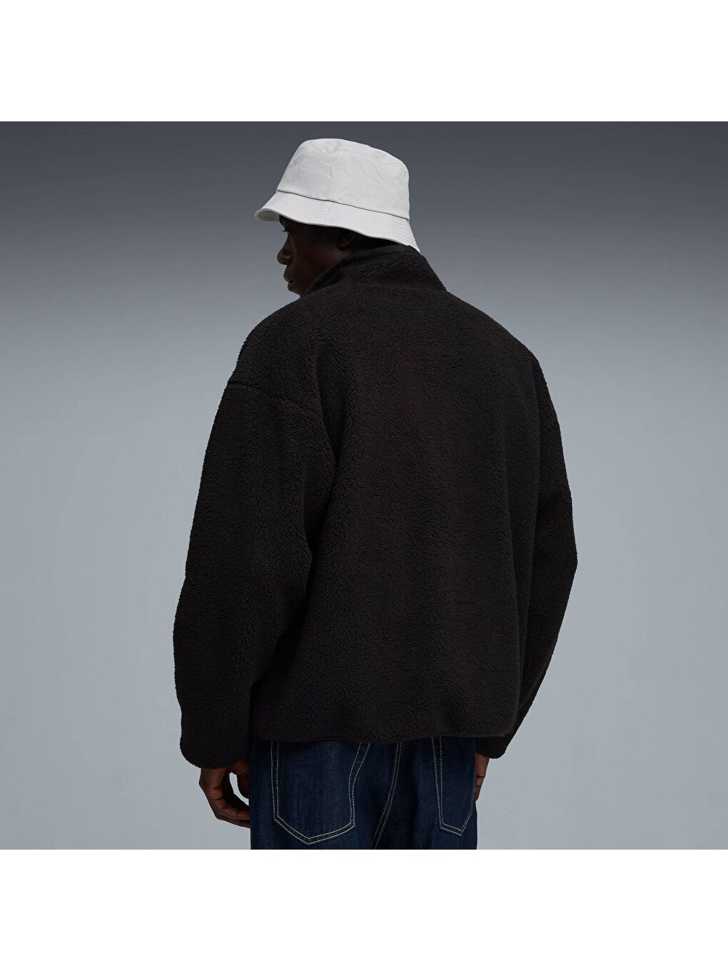 Siyah Erkek Çift Taraflı Sherpa Ceket Mont-2