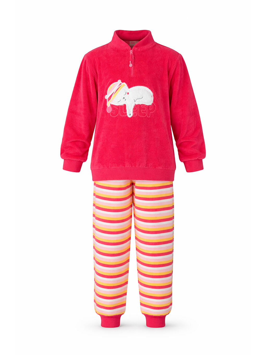 Kız Çocuk Kadife Pijama Takımı 1668 Fuşya-3