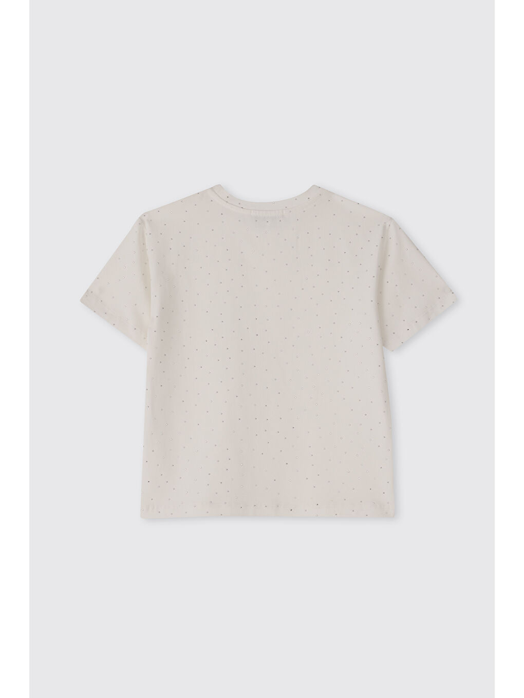 Kız Çocuk Taş Baskılı Ekru Tişört-1