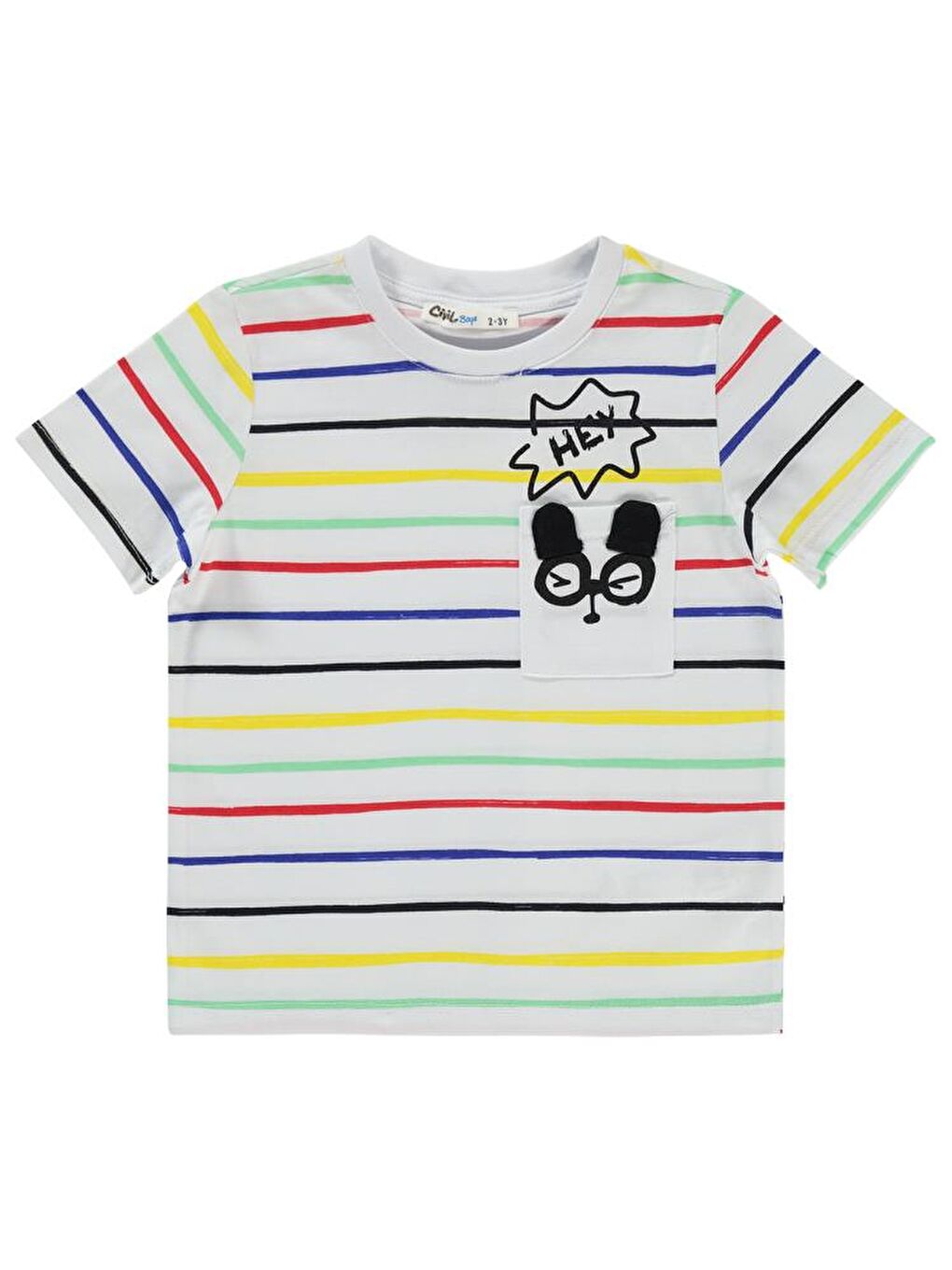 Beyaz Boys Karalama Çizgili Empirme 2-5 Yaş Tişört