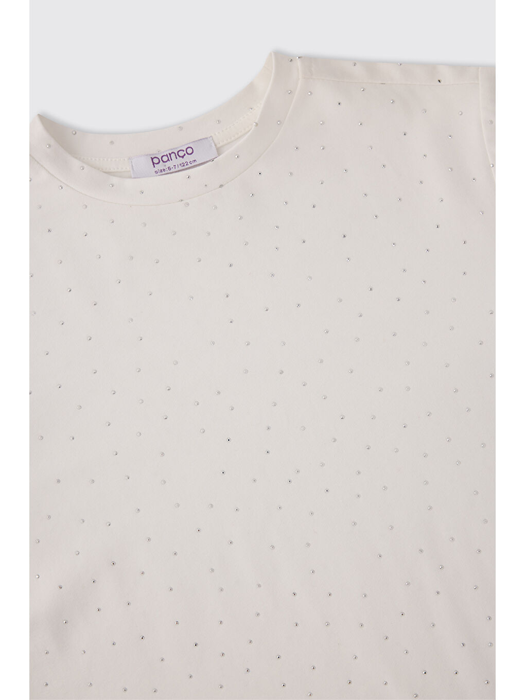 Kız Çocuk Taş Baskılı Ekru Tişört-2