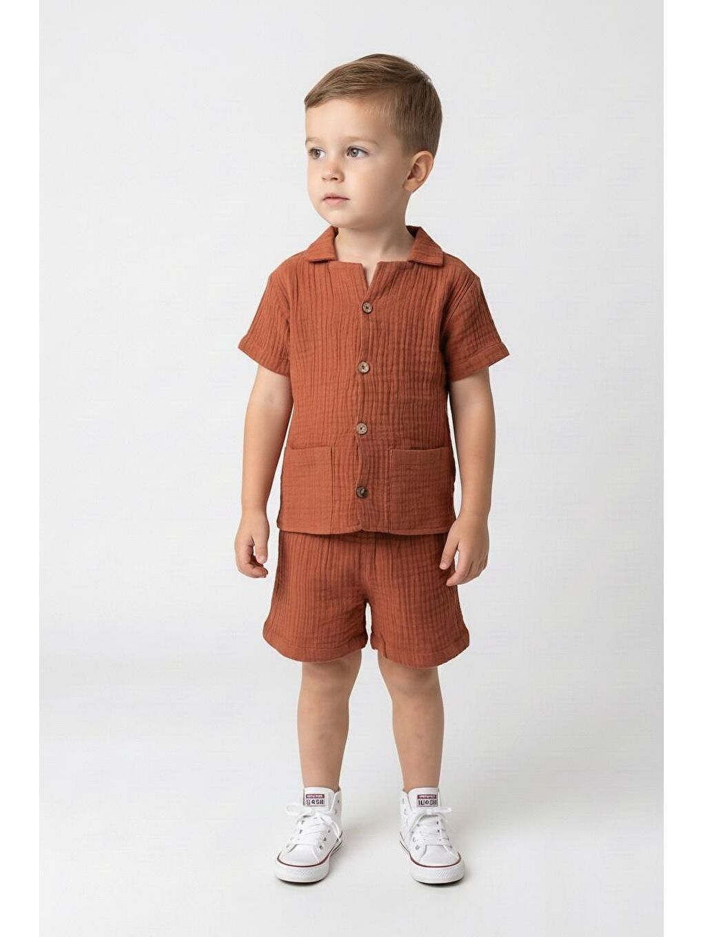 Kahverengi Müslin Ceketli Takım-1