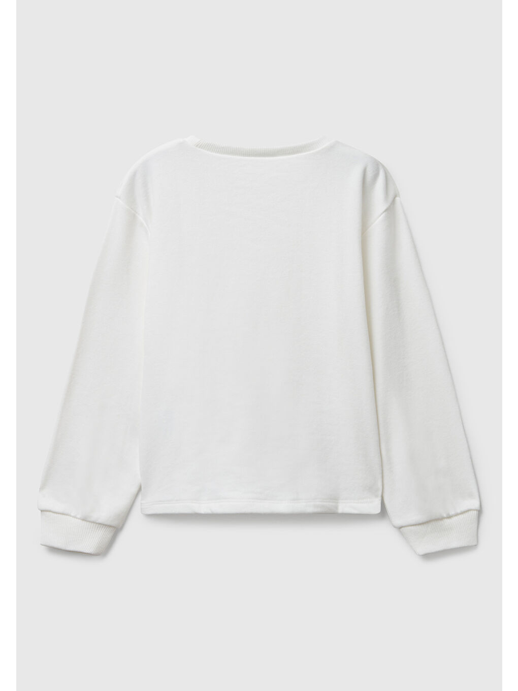 Kız Çocuk Ekru Önü Grafik Baskılı Ribanalı Oversize Sweatshirt-1