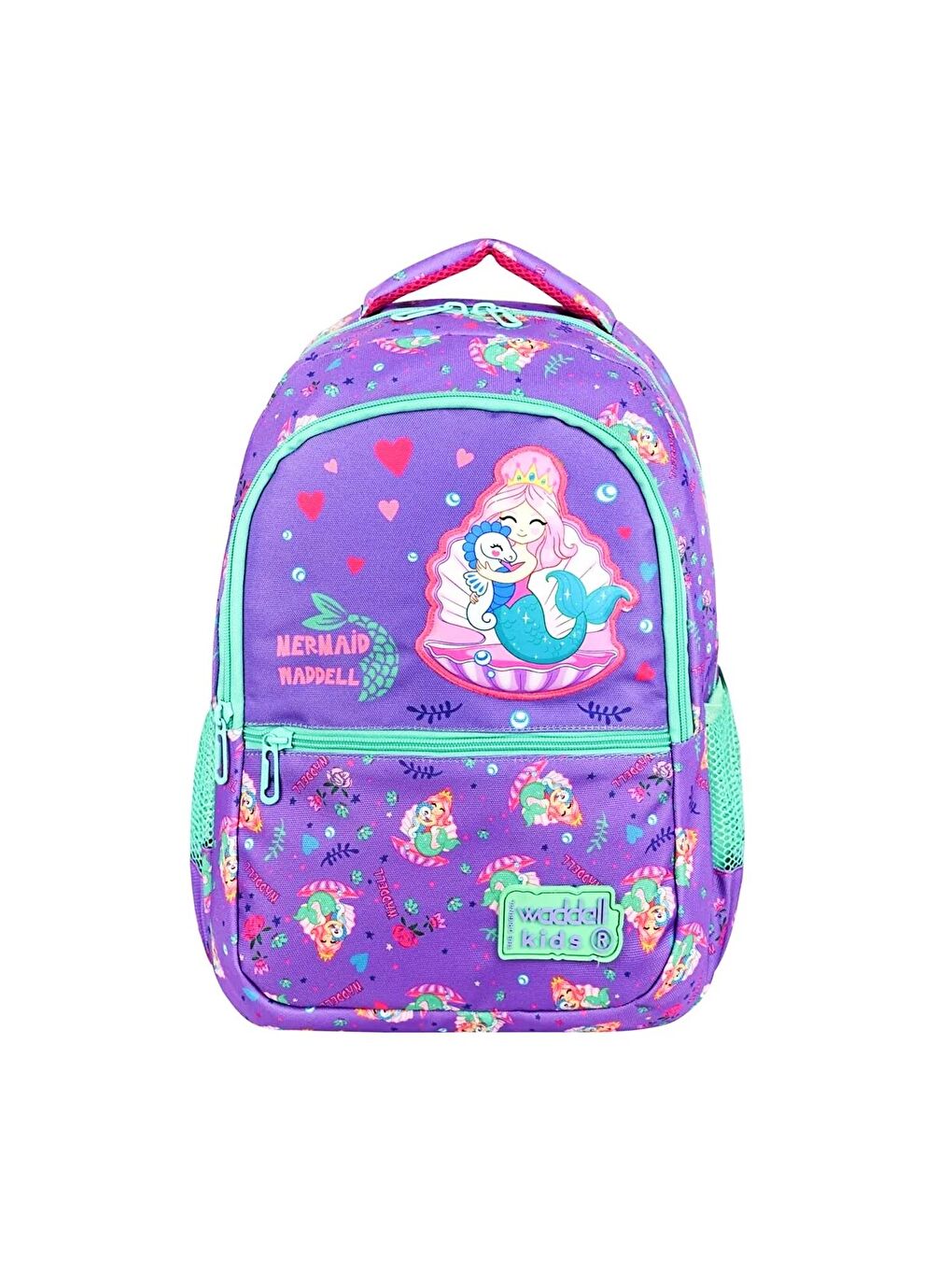 3 Bölmeli İlkokul Çantası ve Beslenme Çantası Deniz Kızı Mor-Yeşil 24204-2