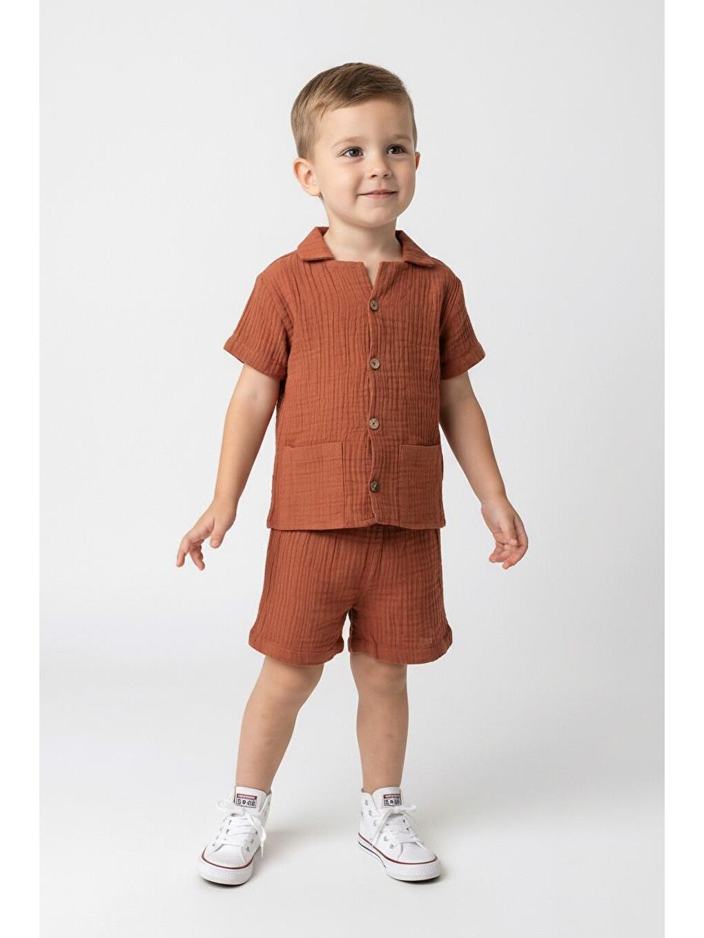 Kahverengi Müslin Ceketli Takım-3