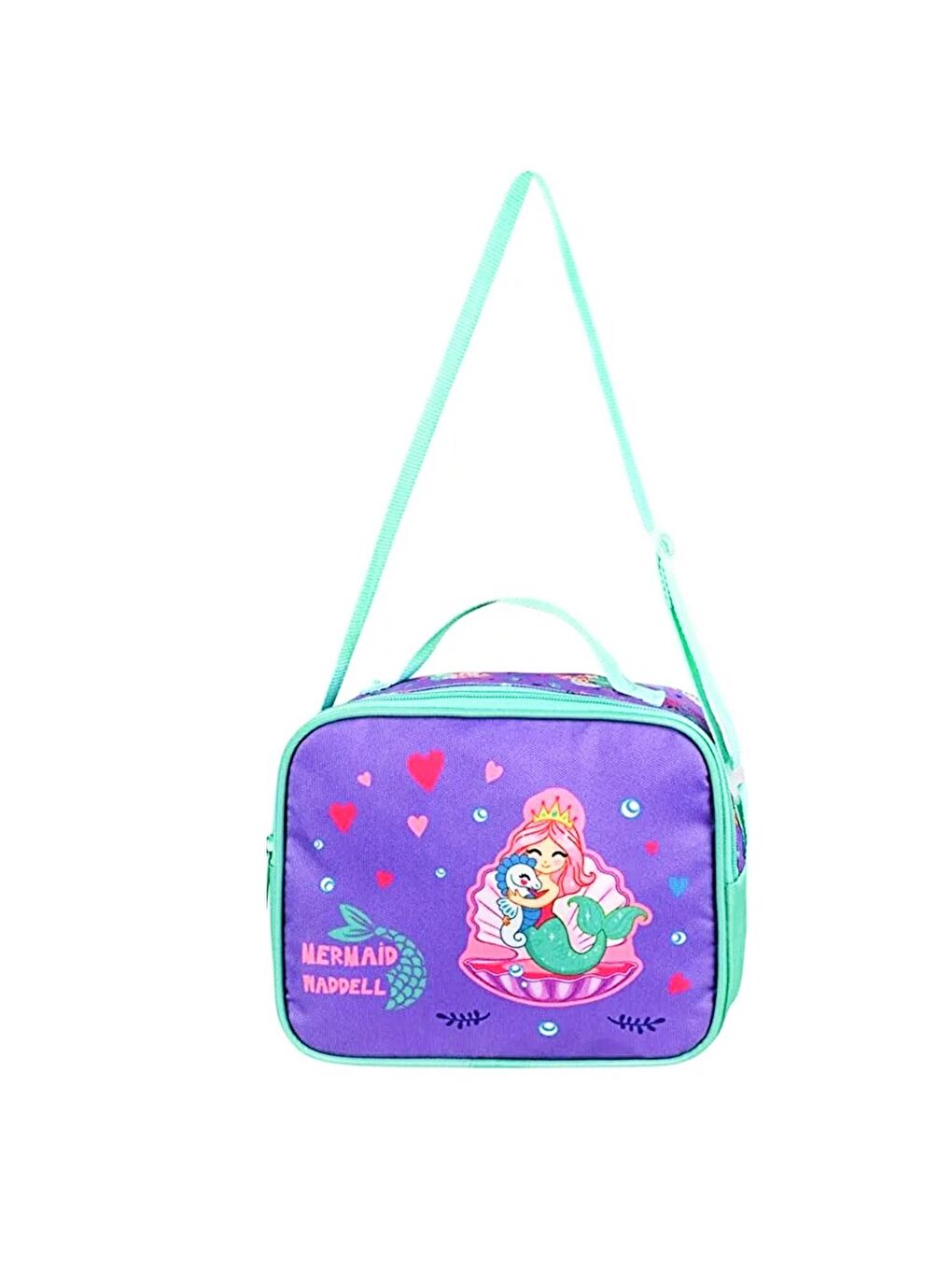 3 Bölmeli İlkokul Çantası ve Beslenme Çantası Deniz Kızı Mor-Yeşil 24204-5