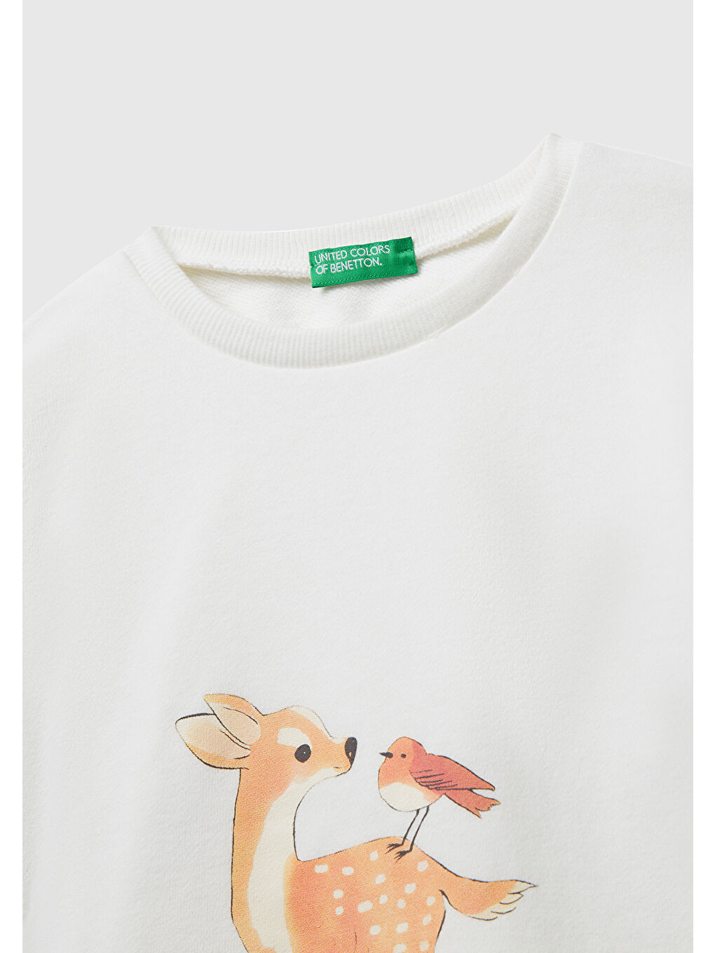 Kız Çocuk Ekru Önü Grafik Baskılı Ribanalı Oversize Sweatshirt-2