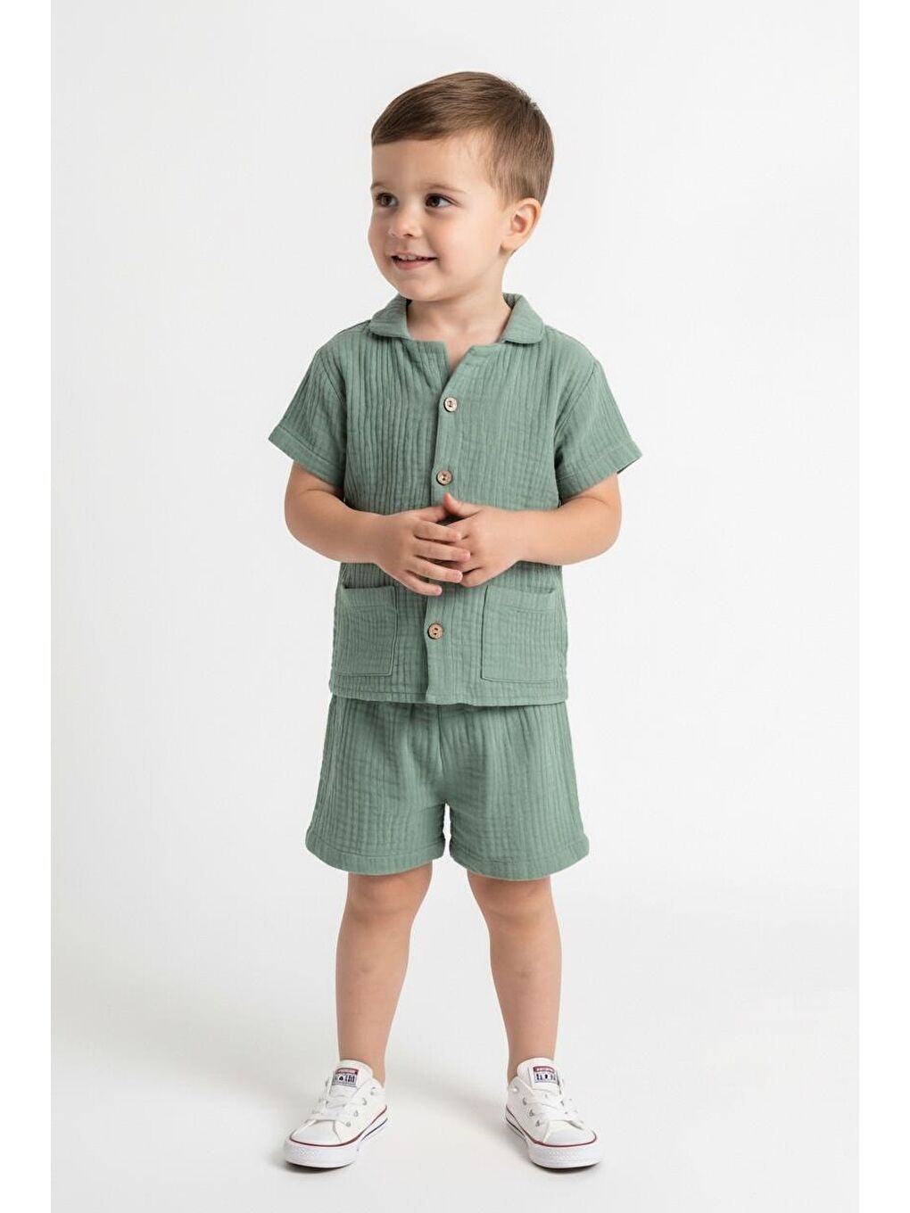 Yeşil Müslin Ceketli Takım-3