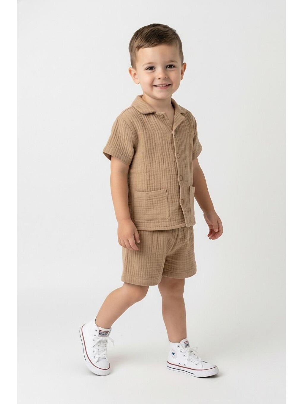 Kahverengi Müslin Ceketli Takım-2