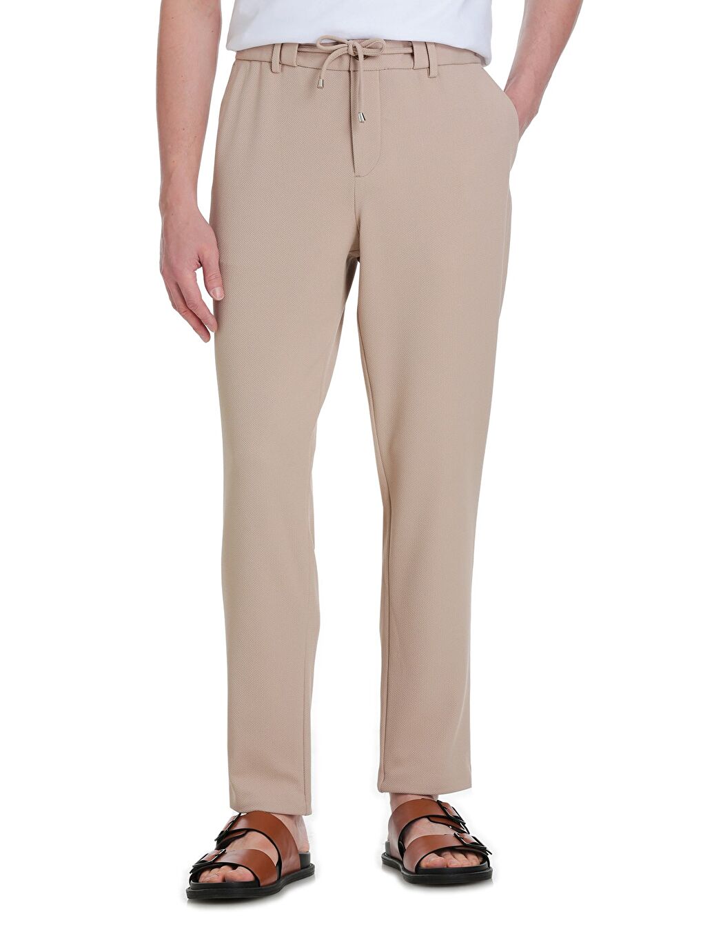 Bej Dinamik Fit Yandan Cepli Jogger Pantolon