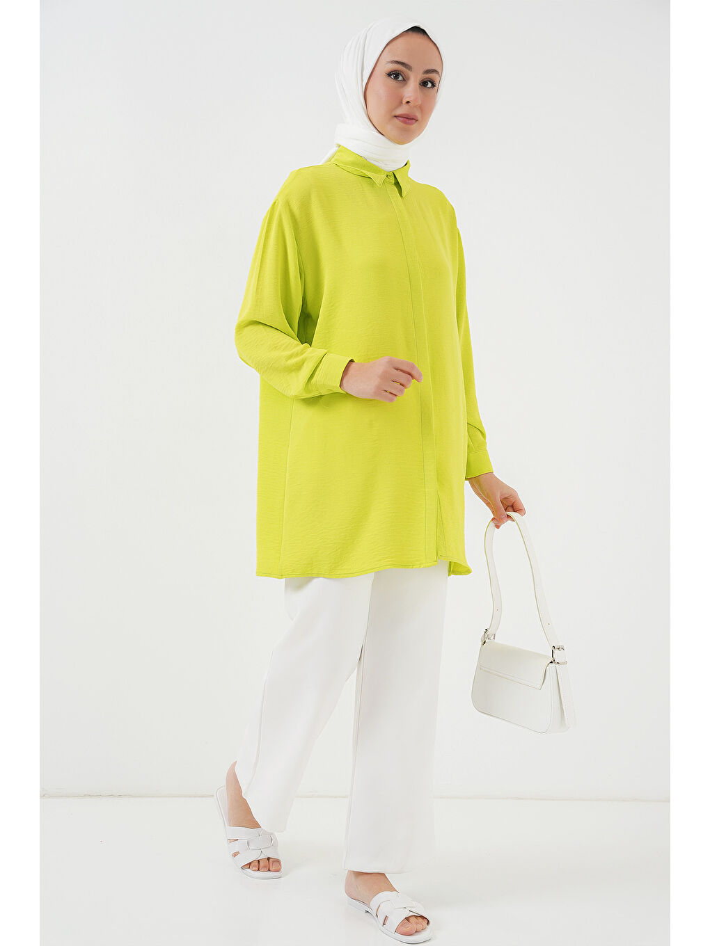 Kadın Uzun Gömlek Tunik 5945 - E.Yeşil-1