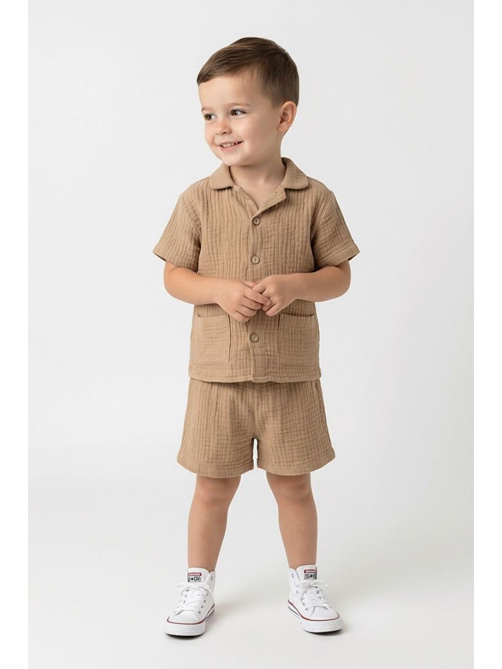 Kahverengi Müslin Ceketli Takım-3