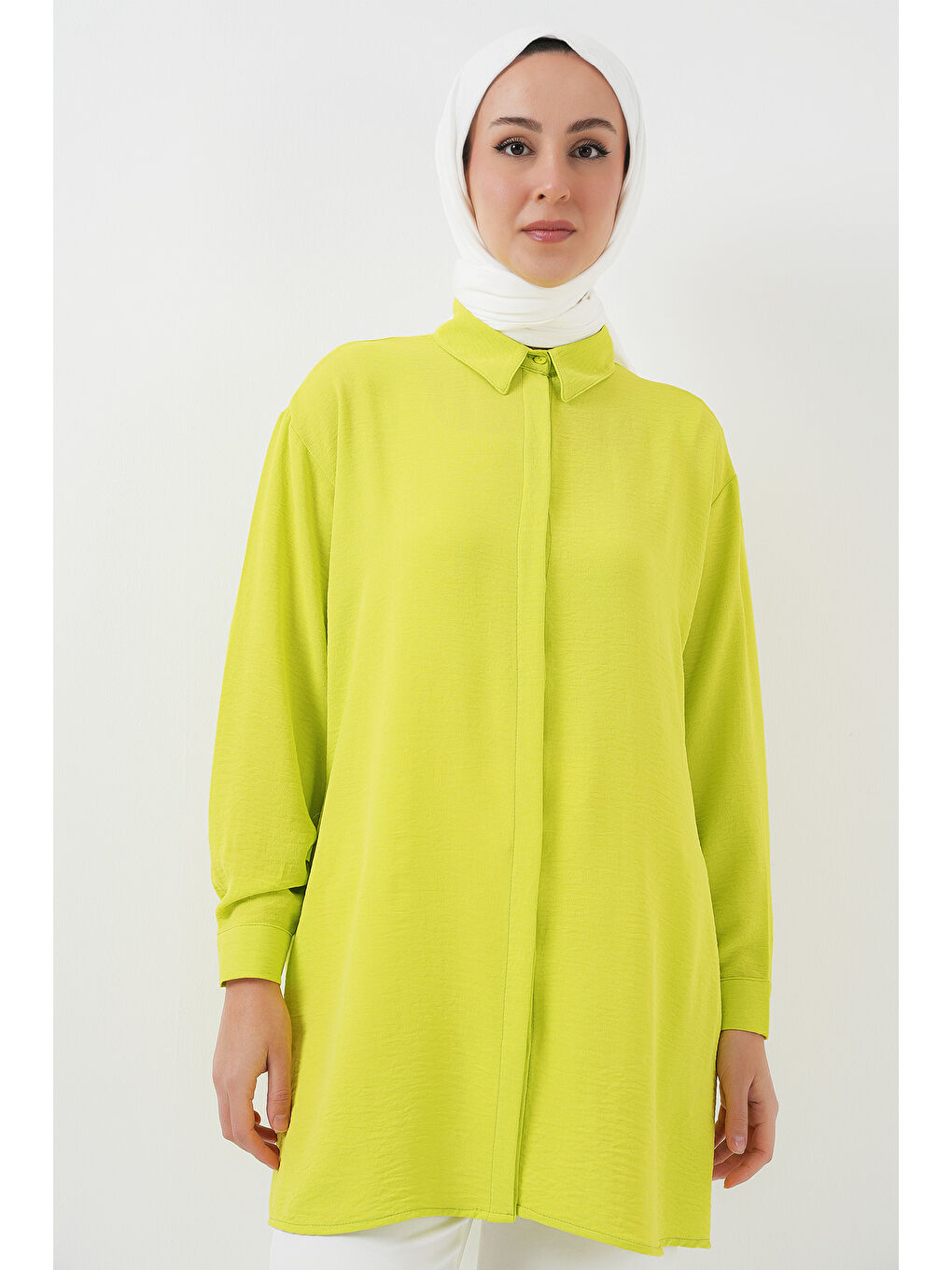 Kadın Uzun Gömlek Tunik 5945 - E.Yeşil-2
